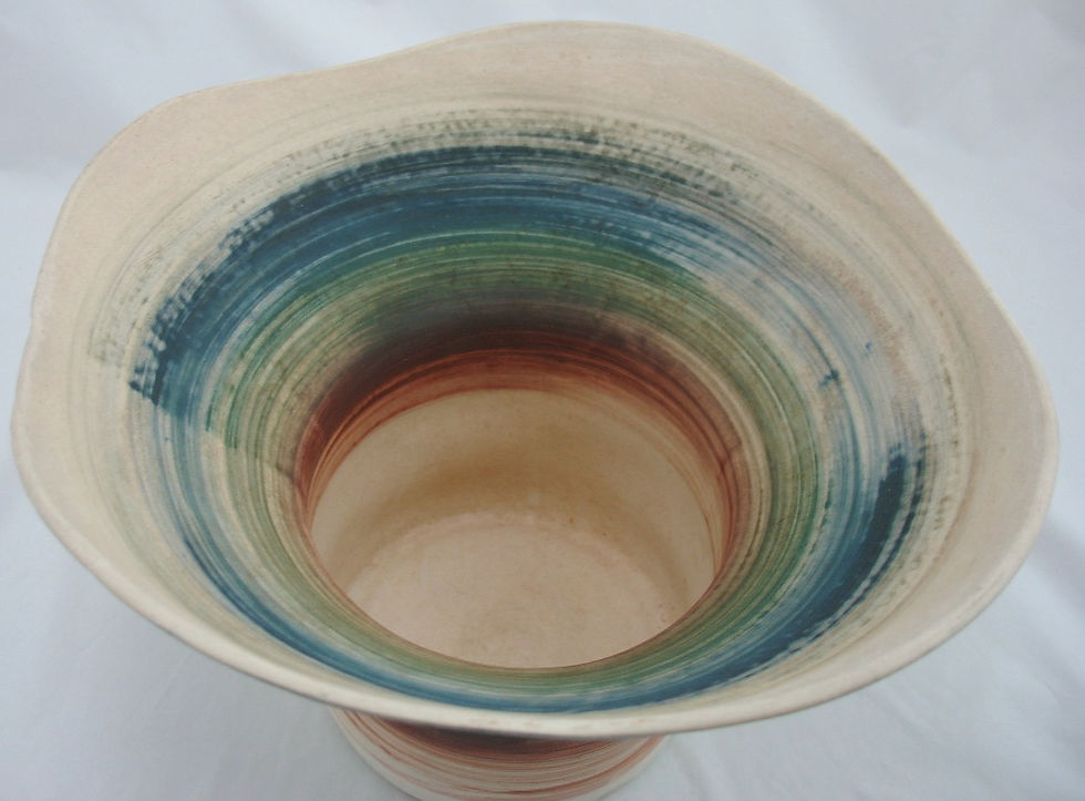 Thumbnail: Royal Haeger Mid- Century Modern 'Brushed Ware' Bisque Hat Vase c1960s-70s