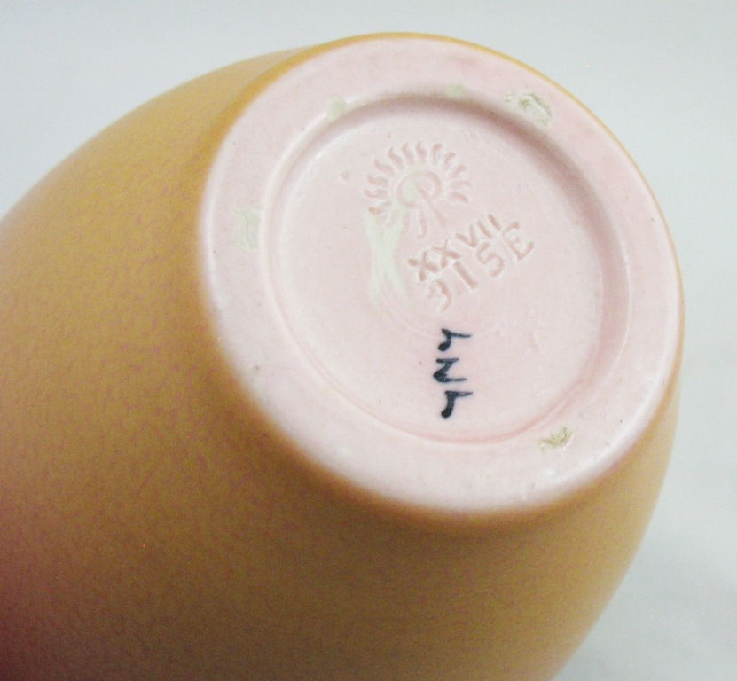 Thumbnail: Rookwood Decorated Mat Vase in Rose/Ruby Glazes d1927 by Elizabeth Lincoln