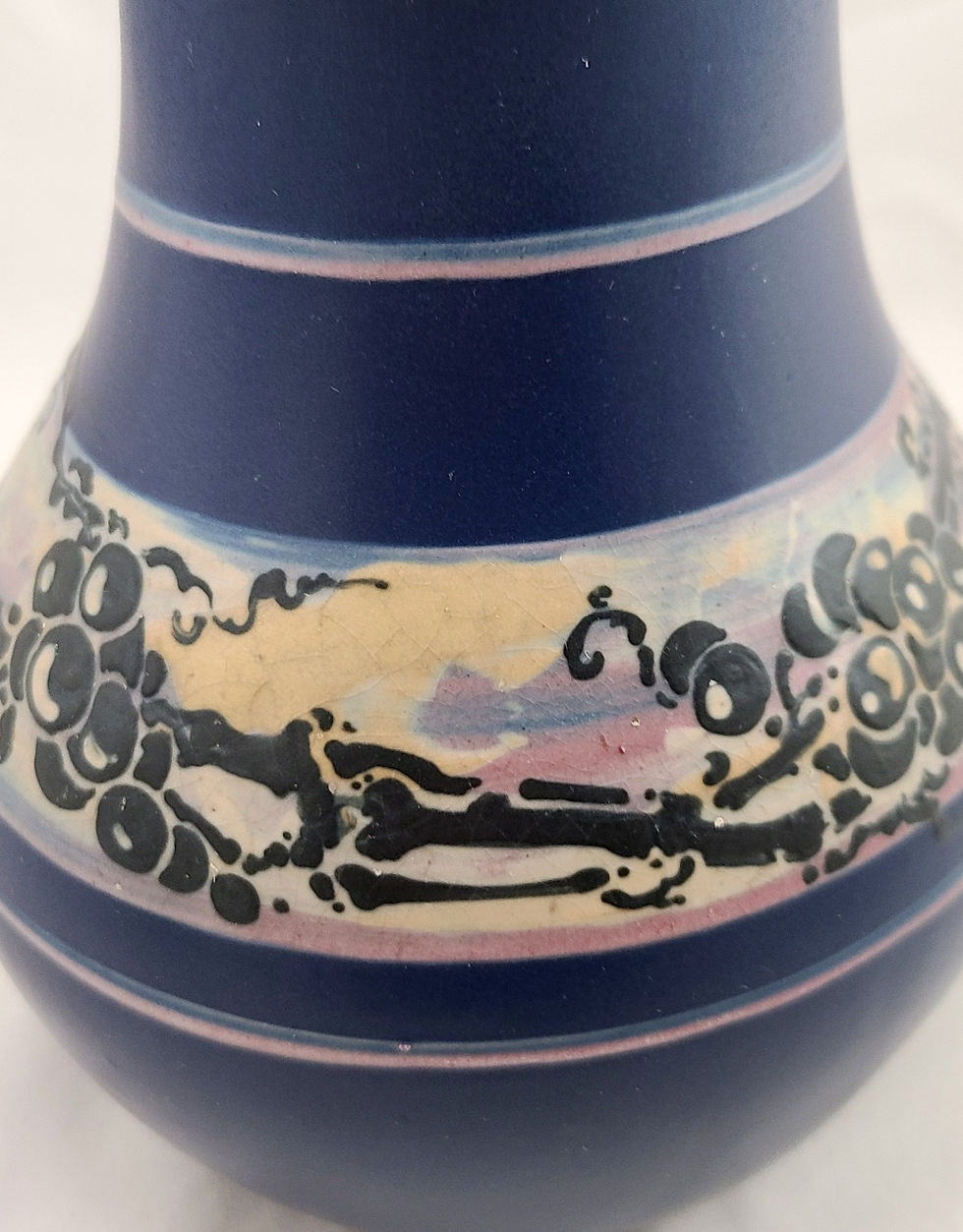 Thumbnail: Weller Hudson Blue and Decorated Vase with Vineyard Motif