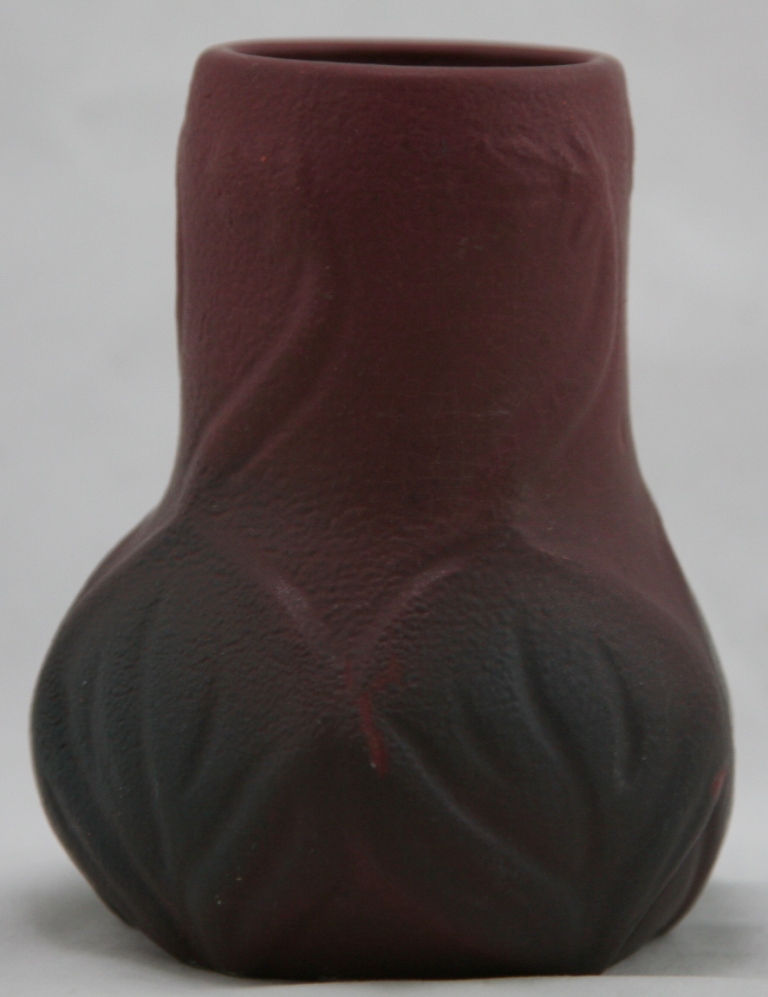 Thumbnail: Van Briggle Vase c1930s W/Violets/Leaves In Mulberry/Blue Glazes