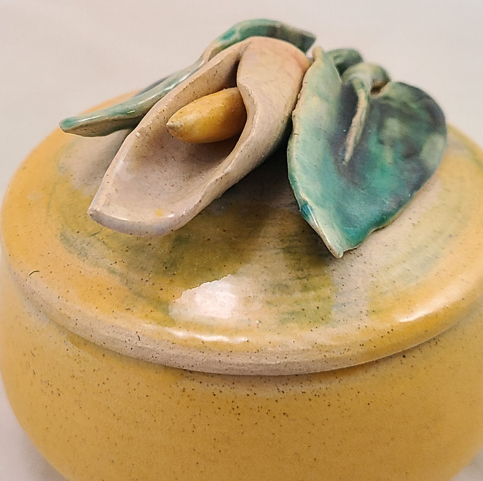 Thumbnail: Lulu Scott Backus Covered Jar Calla Lily Rit/Mechanics Institute Cer. Directort