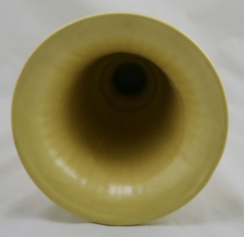 Thumbnail: Haeger Early Art Deco Fluted Vase c1930s in a Buttercup Yellow Satin Mat Glaze