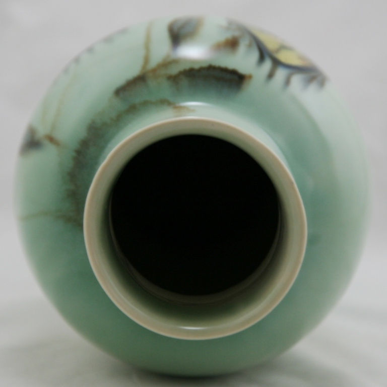 Thumbnail: Francis Joseph Von Tury Porcelain Vase W/Blossoms Binns' Medalist c1940s Mint