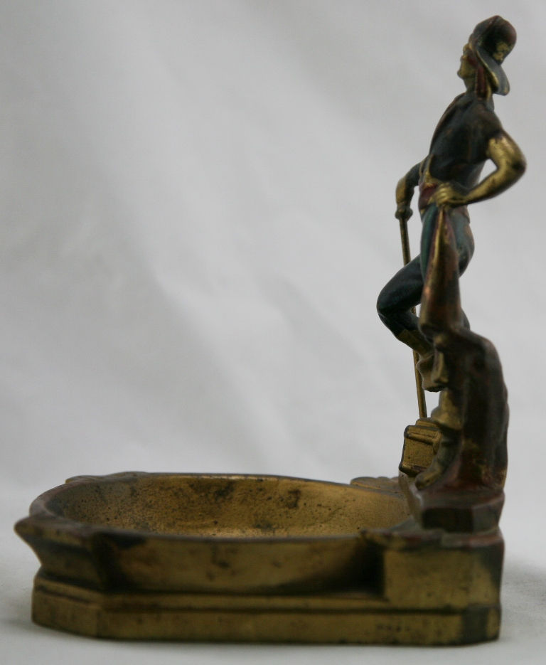 Thumbnail: Pompeian Bronze 'Swashbuckler Pirate & Treasure' Polychrome Ashtray c1925