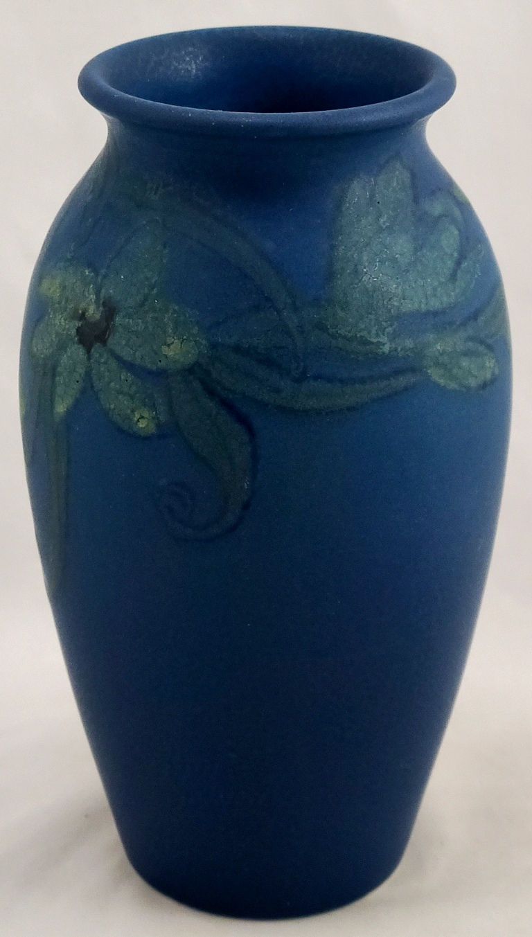 Thumbnail: Rookwood Decorated Mat Vase d1925 Blossom Motif by Louise Abel Original Cond