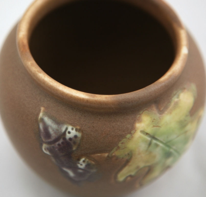 Thumbnail: Rookwood Carved Mat Vase with Oak Leaf and Acorns d1906 by Albert Pons