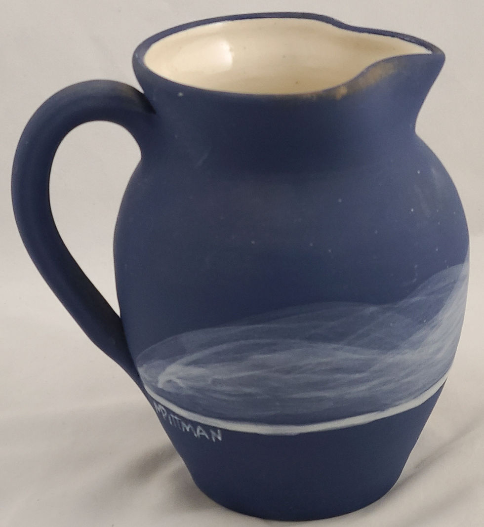 Thumbnail: M. Marjorie Pittman Catawba River Pottery Cameo Pitcher Organic Glazes Marion NC