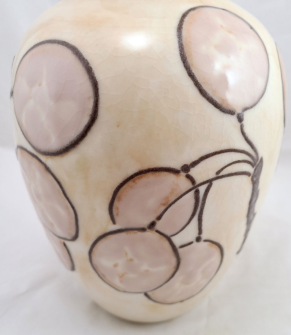 Thumbnail: Rookwood Ivory Jewel Porcelain Vase Money Tree Plants Elizabeth Barrett d1945