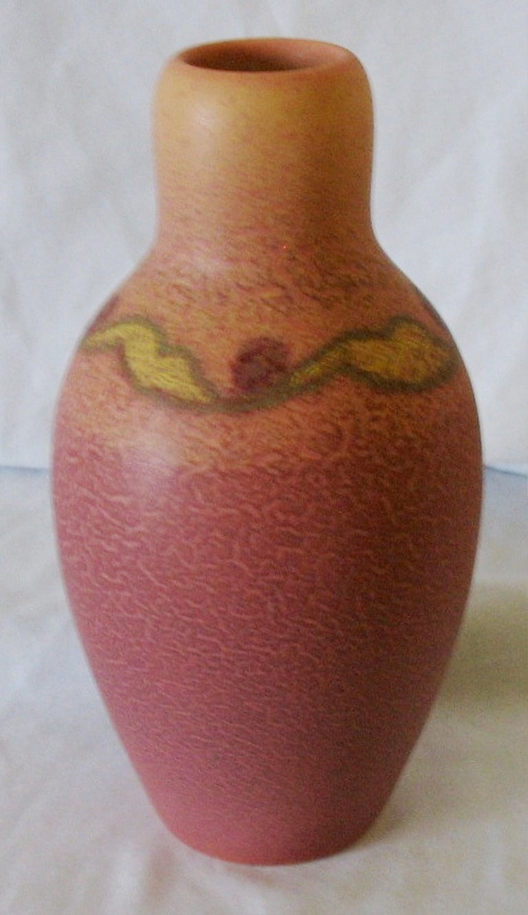 Thumbnail: Rookwood Decorated Mat/Double Vellum Vase Stylized Blossoms & Leaves C.S. Todd
