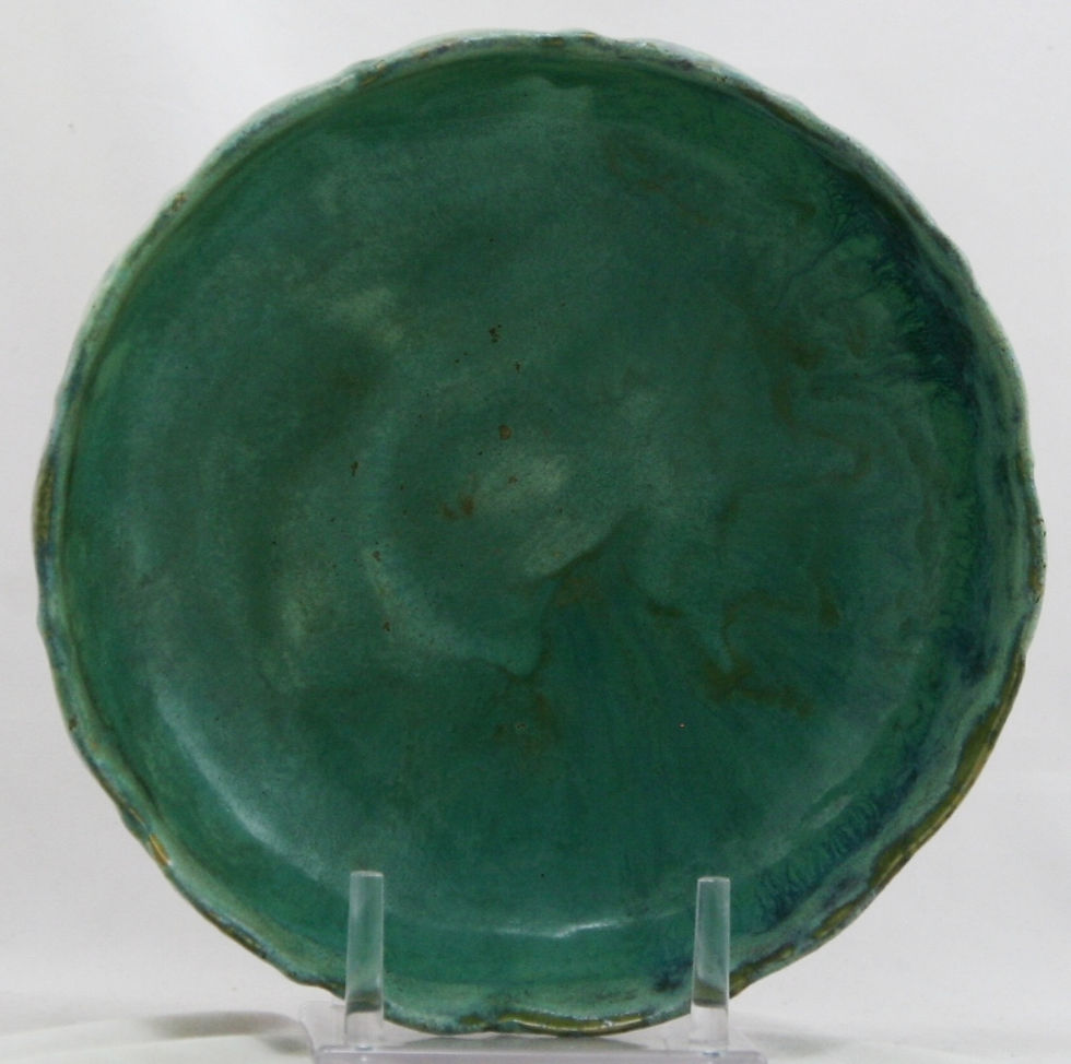 Thumbnail: Fulper 3.25" x 9.5" Fluted Bowl In Blue/Green Over Rose Matte Glazes F474
