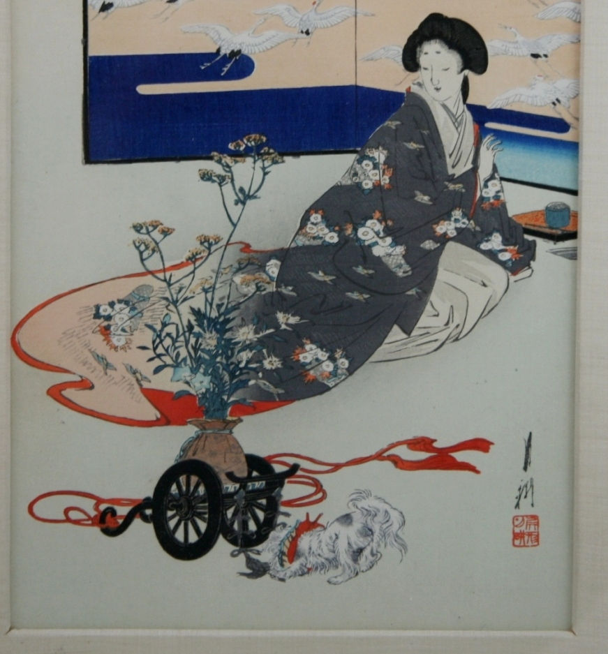 Thumbnail: Ogata Gekko (1859-1920) 'Flowercart' Series: Comparisons of Beauties and Flowers