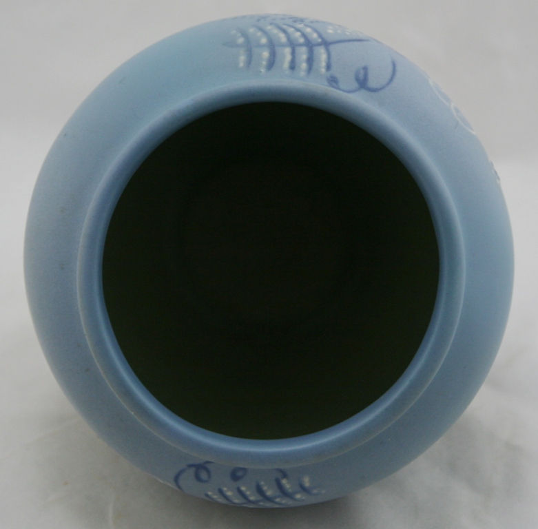 Thumbnail: Weller Raceme Ball Vase By Hester Pillsbury In Blue/Black Mat Glazes