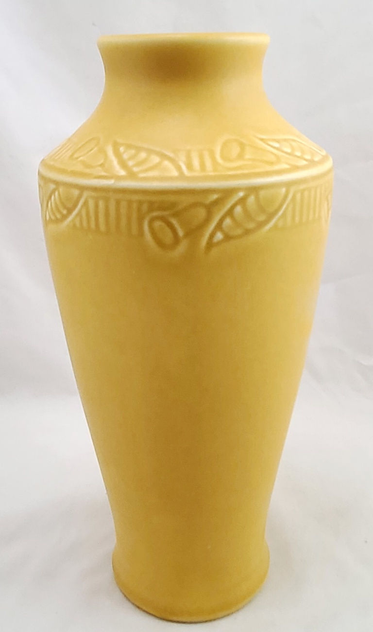 Thumbnail: Rookwood Vase Sketchy Blossoms & Leaves Yellow Mat Glaze d1921 #2488 C.S.T. Des.