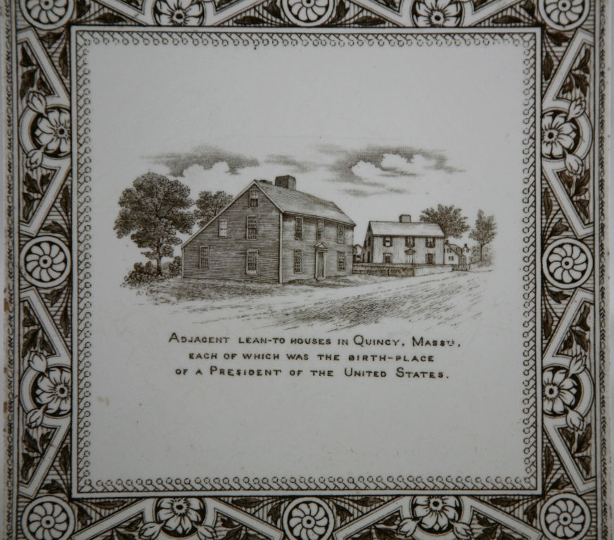 Thumbnail: English Transfer Tile of 'Lean-To Houses' in Quincy, Massachusetts c1890s