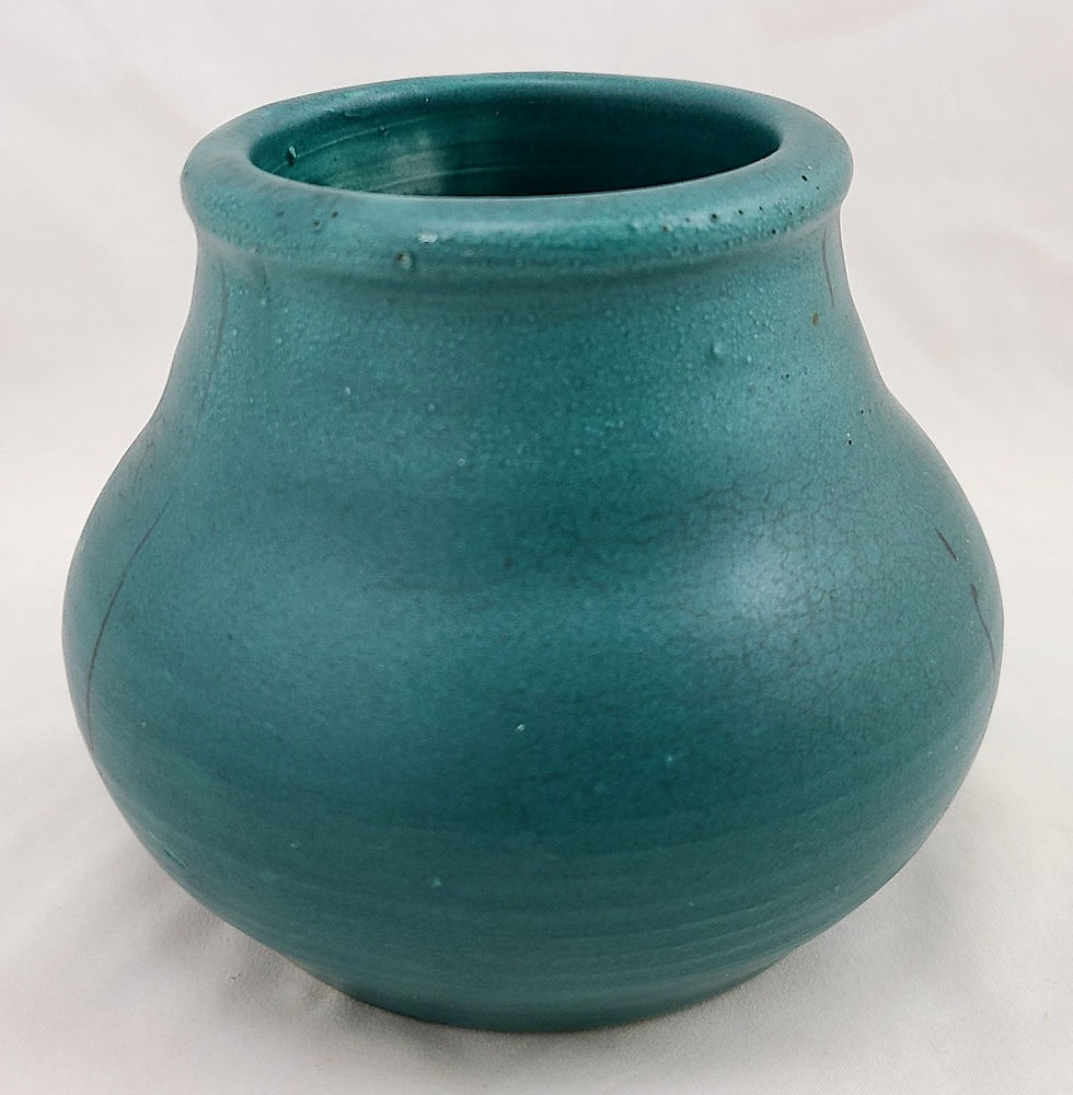Thumbnail: Rookwood Early Z-Line TEST Vase d1900 by William McDonald Teal Glaze/Black Lines