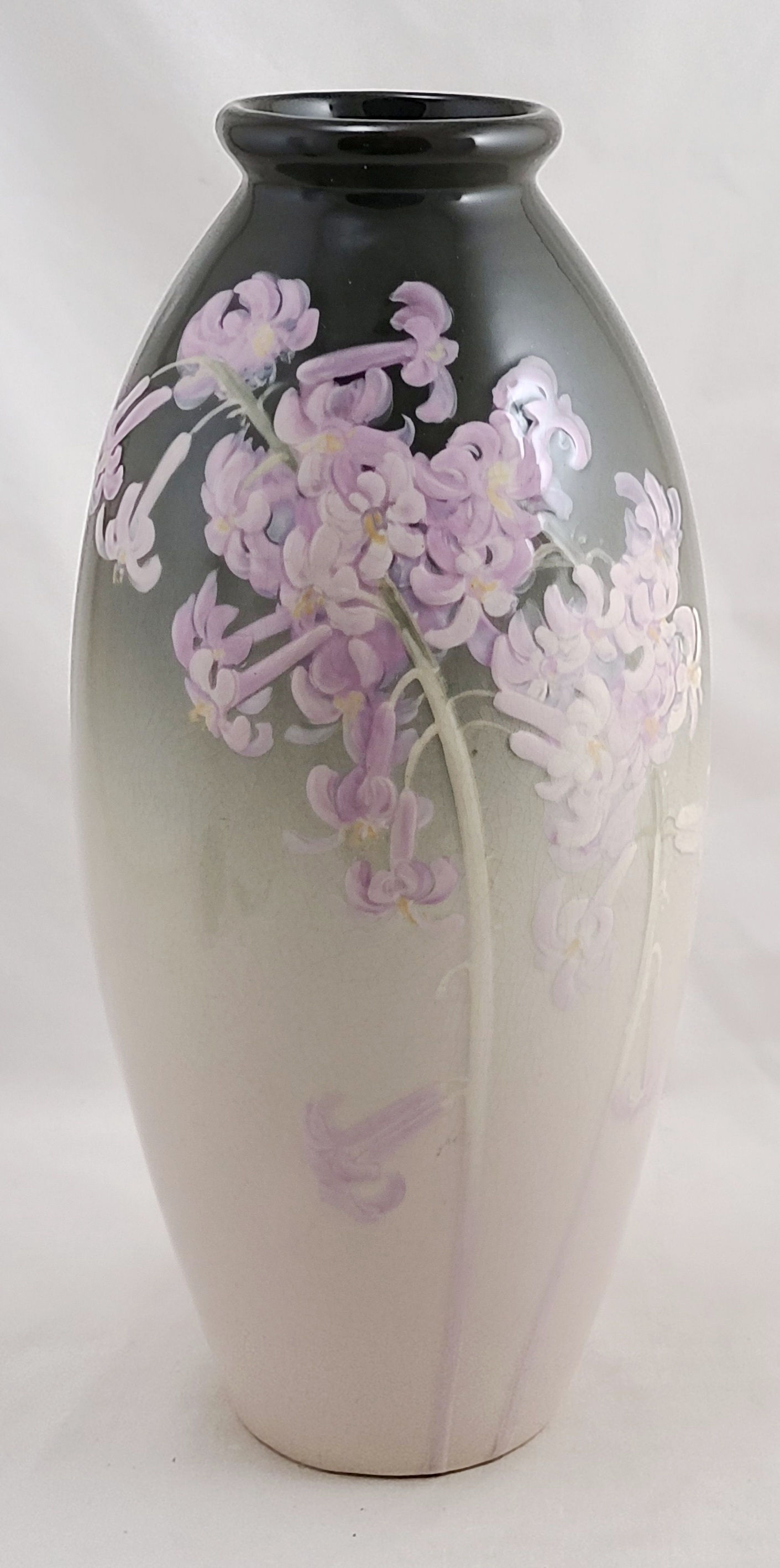 Weller Early Eocean Rose Vase with Lilacs Decorated by Mr. Claude Leffler c1905