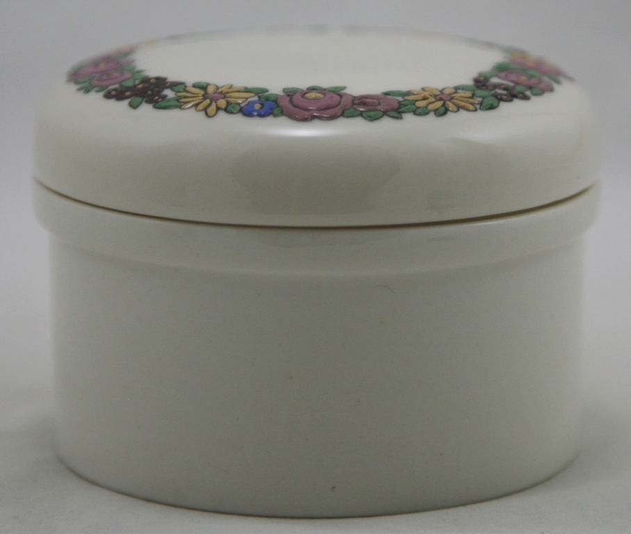 Thumbnail: American Lenox Belleek Covered Jar in A&C/Art Deco Blossom Garland Decoration