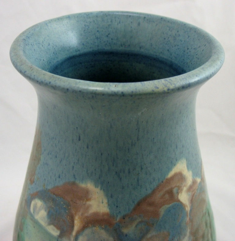 Thumbnail: Peters & Reed Chromal Vase Scenic Meadow/Hills Landscape Original Condition