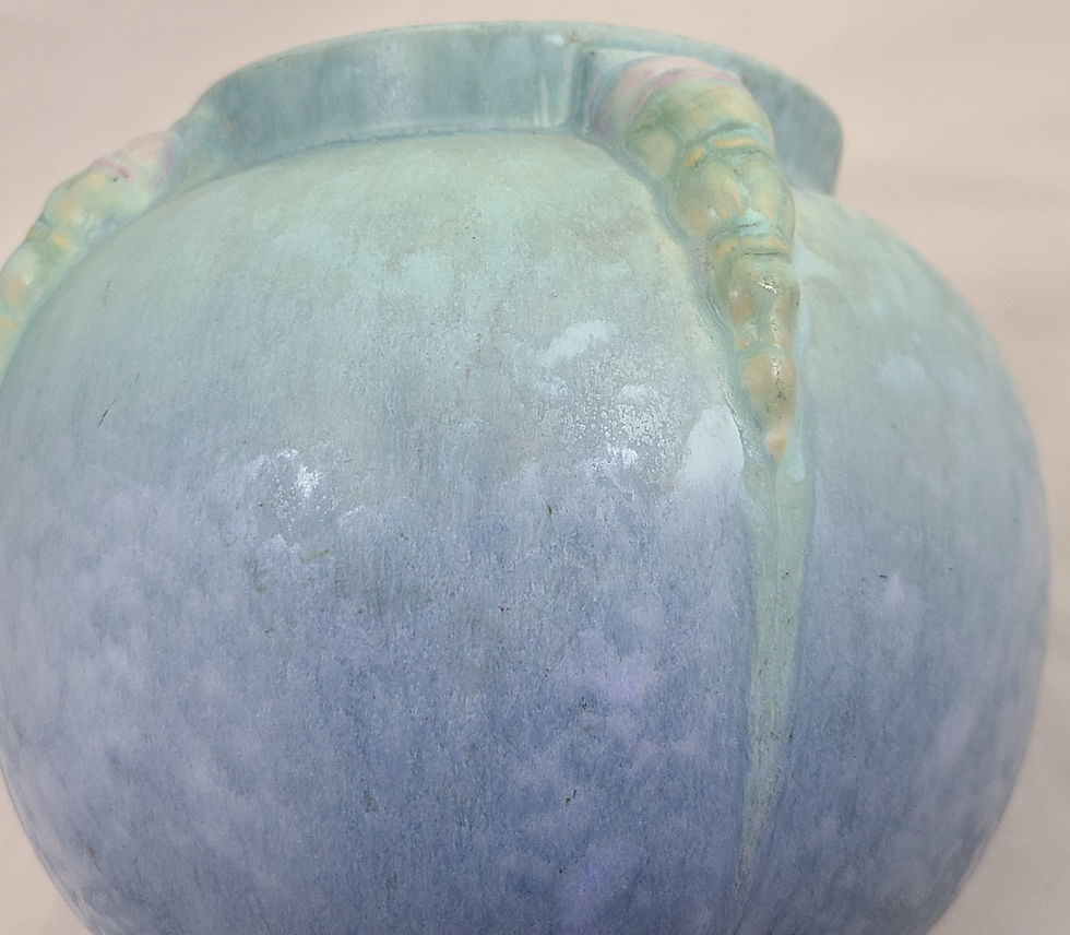 Thumbnail: Roseville Topeo Ball Vase in Rich Blue Frosted Glaze Shape 245-6 Original Cond