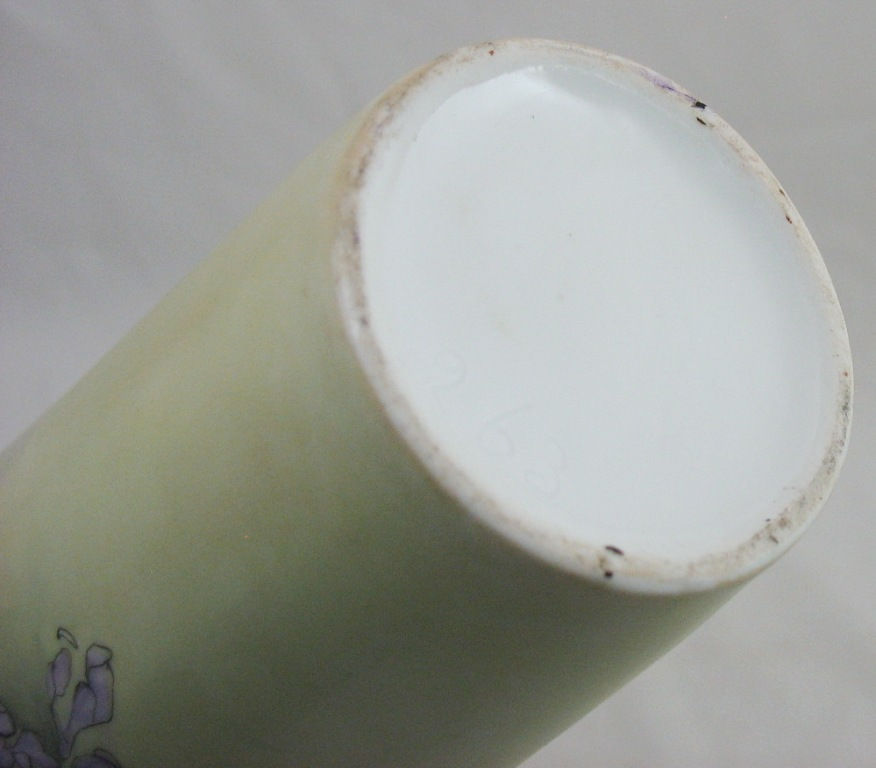 Thumbnail: Vintage China-Painted Porcelain Vase with Gorgeous Wisteria Blossoms c1930