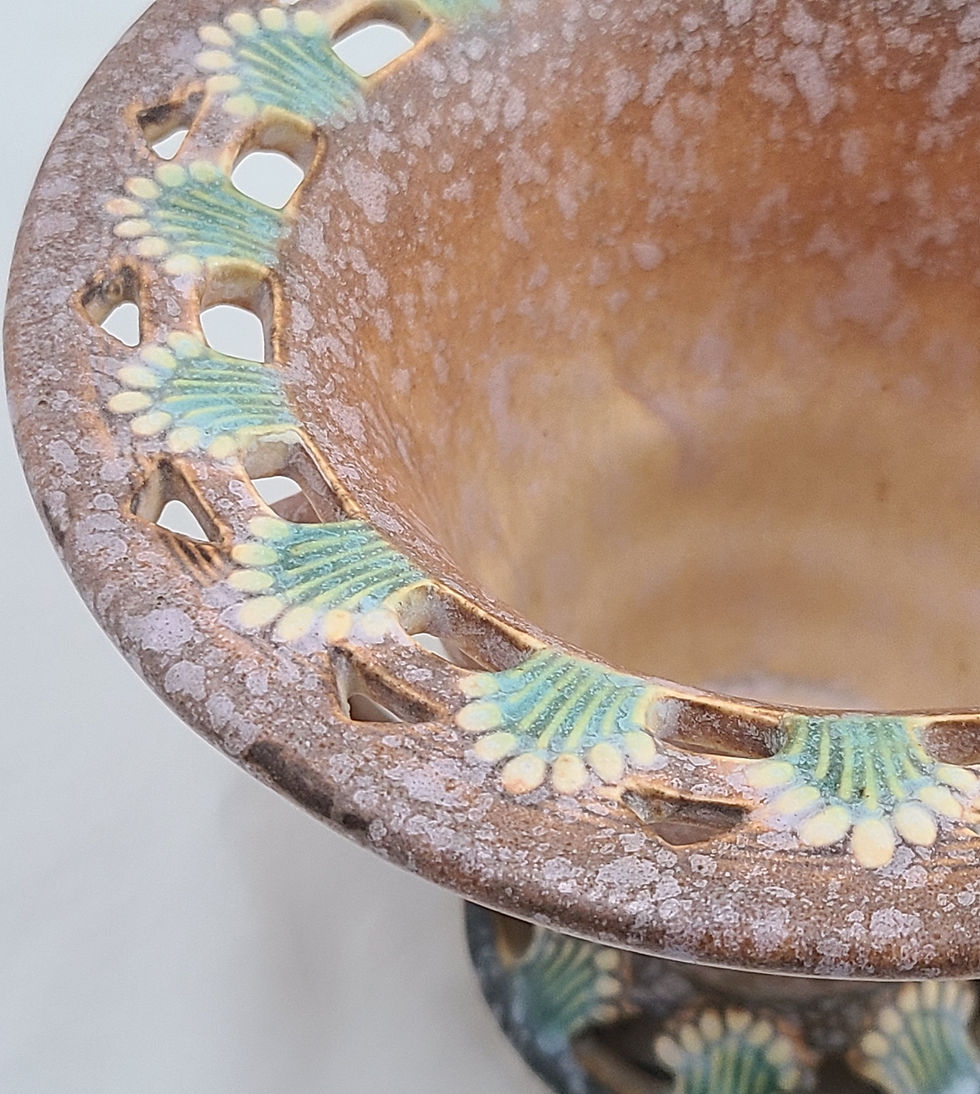Thumbnail: Roseville Ferella Vase in Shaded Brown Mottled & Frosted Glazes 503-5 Orig. Cond
