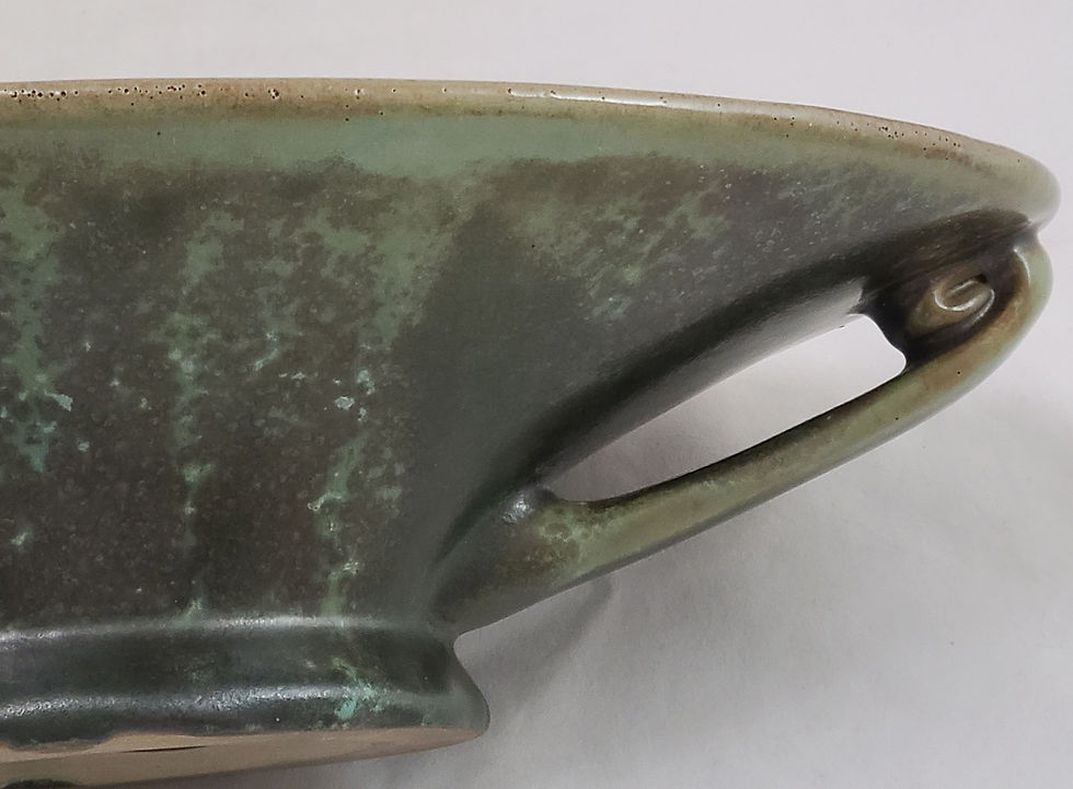 Thumbnail: Fulper Long Bowl with Handles In Cucumber Crystalline Glaze 1917-27