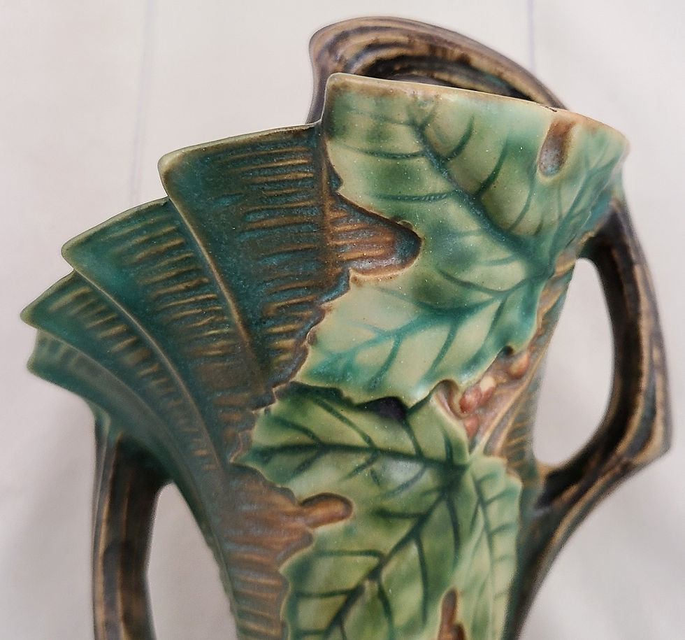 Thumbnail: ON HOLD Roseville Bushberry Wallpocket #1291-8 Rich Green Glaze Orange Berries