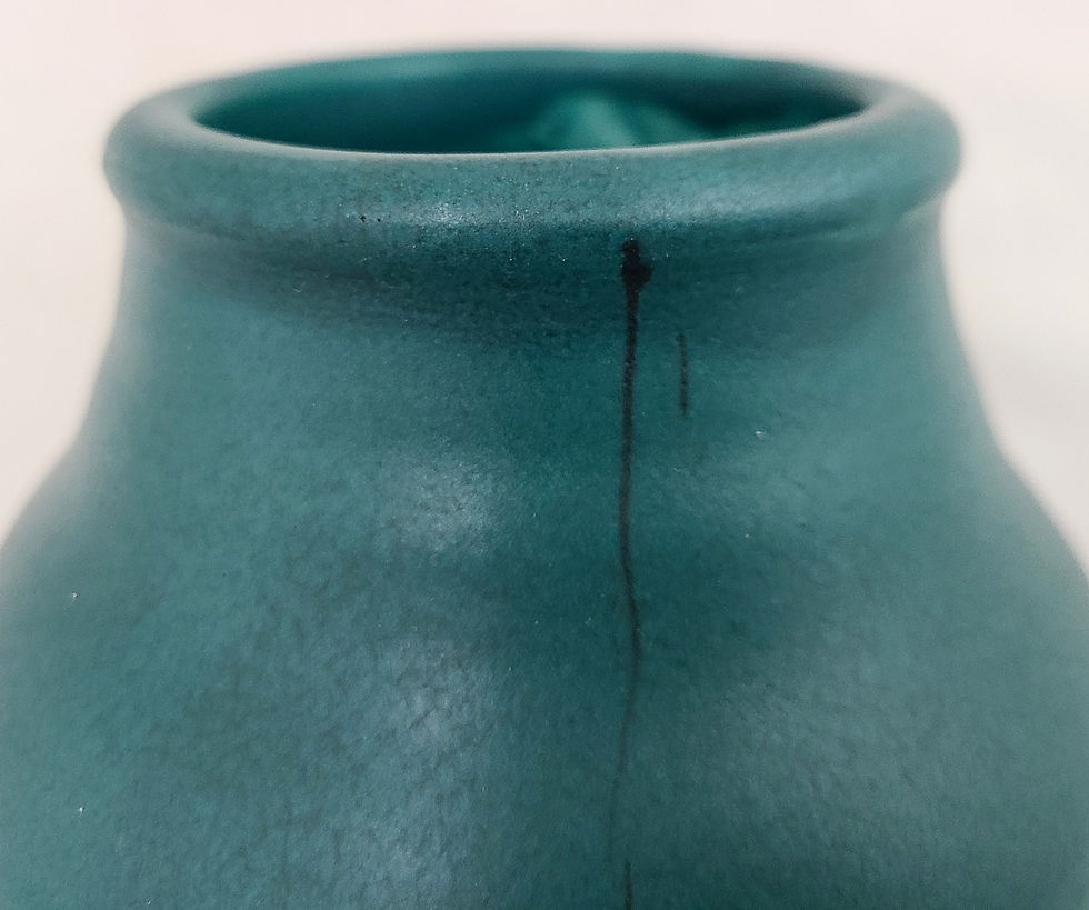 Thumbnail: Rookwood Early Z-Line TEST Vase d1900 by William McDonald Teal Glaze/Black Lines