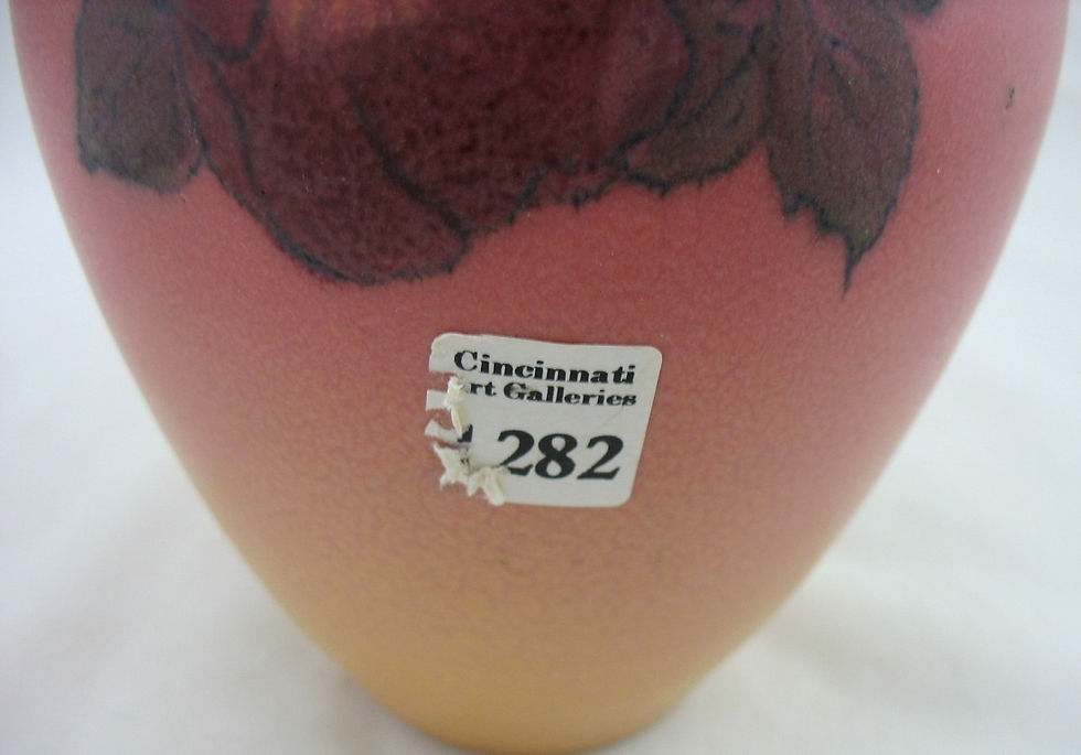Thumbnail: Rookwood Decorated Mat Vase in Rose/Ruby Glazes d1927 by Elizabeth Lincoln