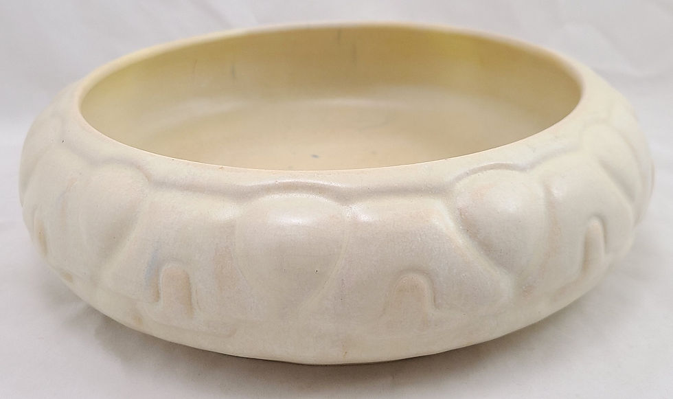 Thumbnail: Fulper Bulb Bowl c1909-1917 #81M Mat Oatmeal/Ivory Frosted Glaze Combination
