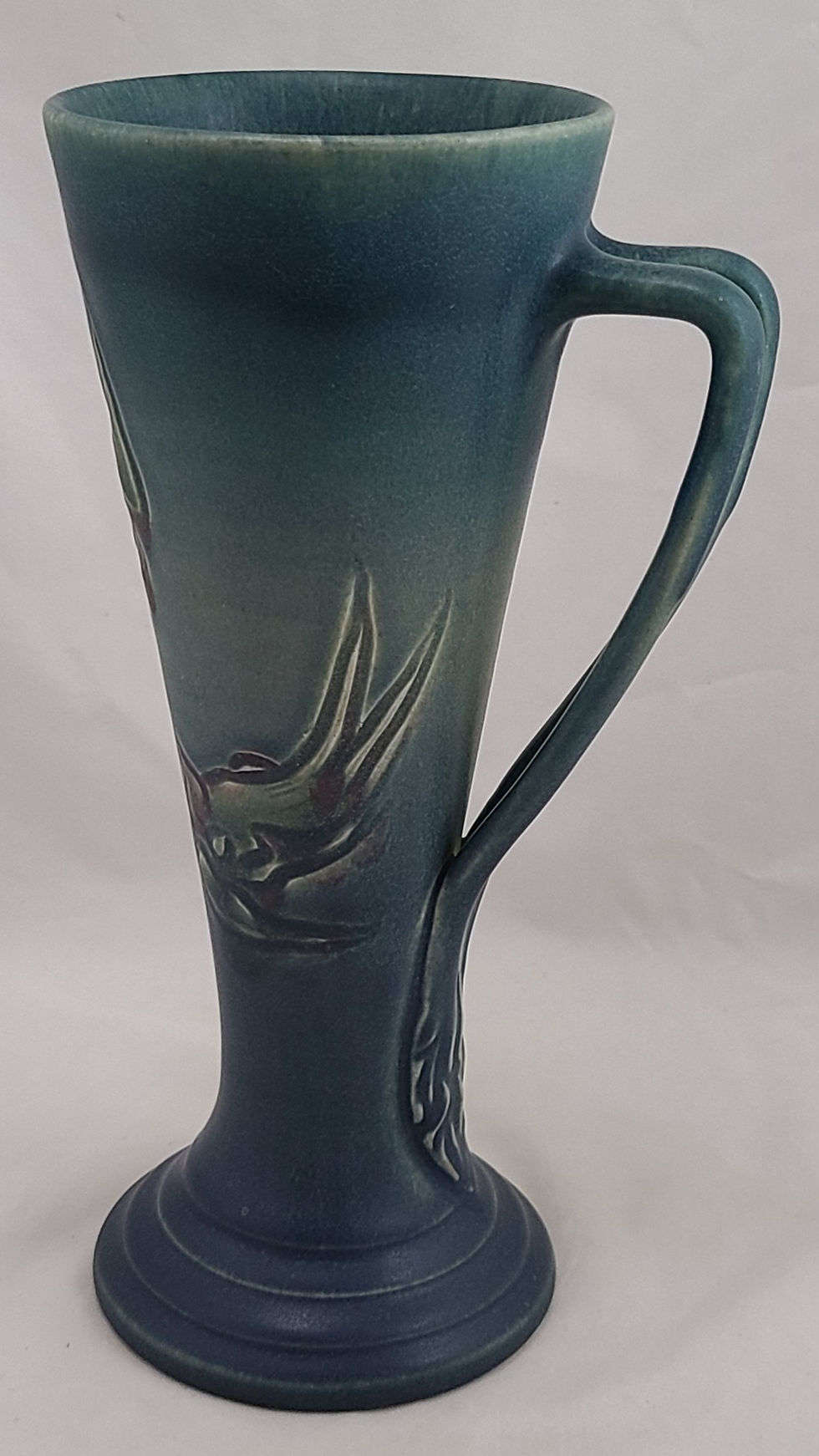 Thumbnail: Rookwood Carved Mat Vessel with Deeply Carved Stylized Birds d1912 C.S. Todd
