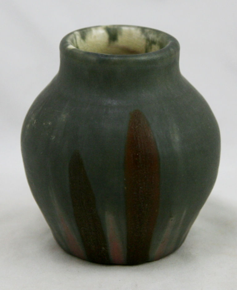 Thumbnail: Vintage Studio Vase Hand Thrown with Thick Purple/Rose Drip Glazes