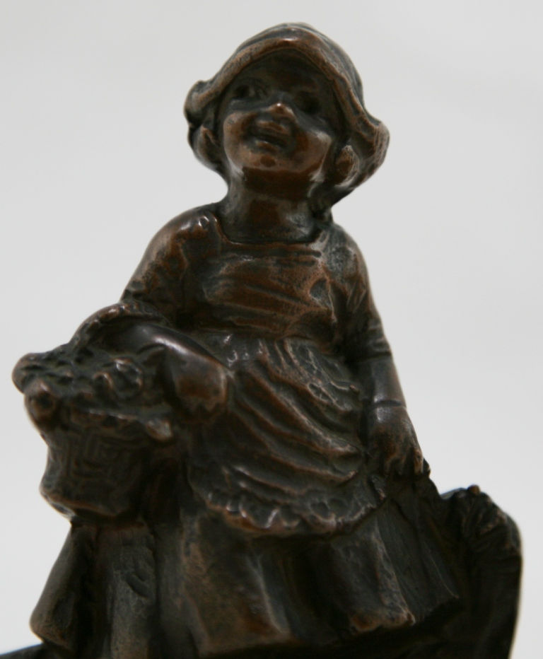 Thumbnail: Weidlich Brothers 'Springtime' Girl with May Basket Bookends c1930