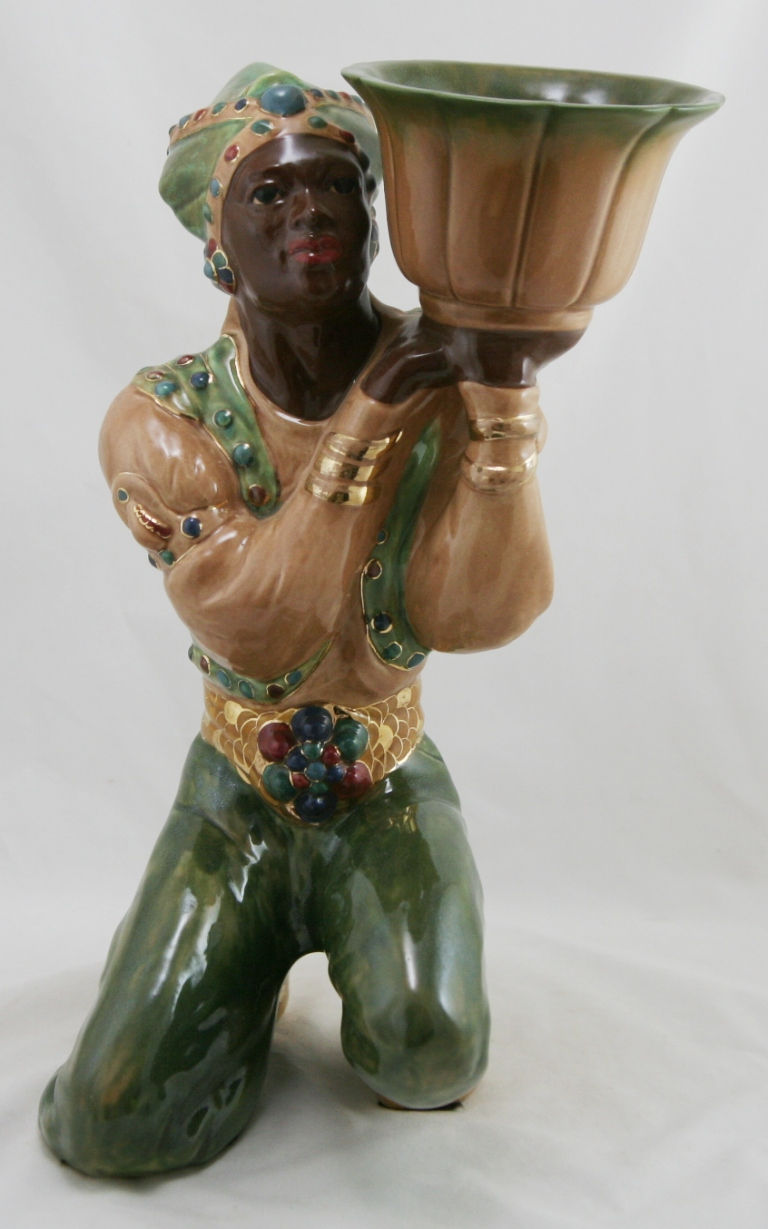 Thumbnail: Brayton Laguna 15" Figural 'Nubian' or 'Blackamoor' In Jeweled Costume c1950