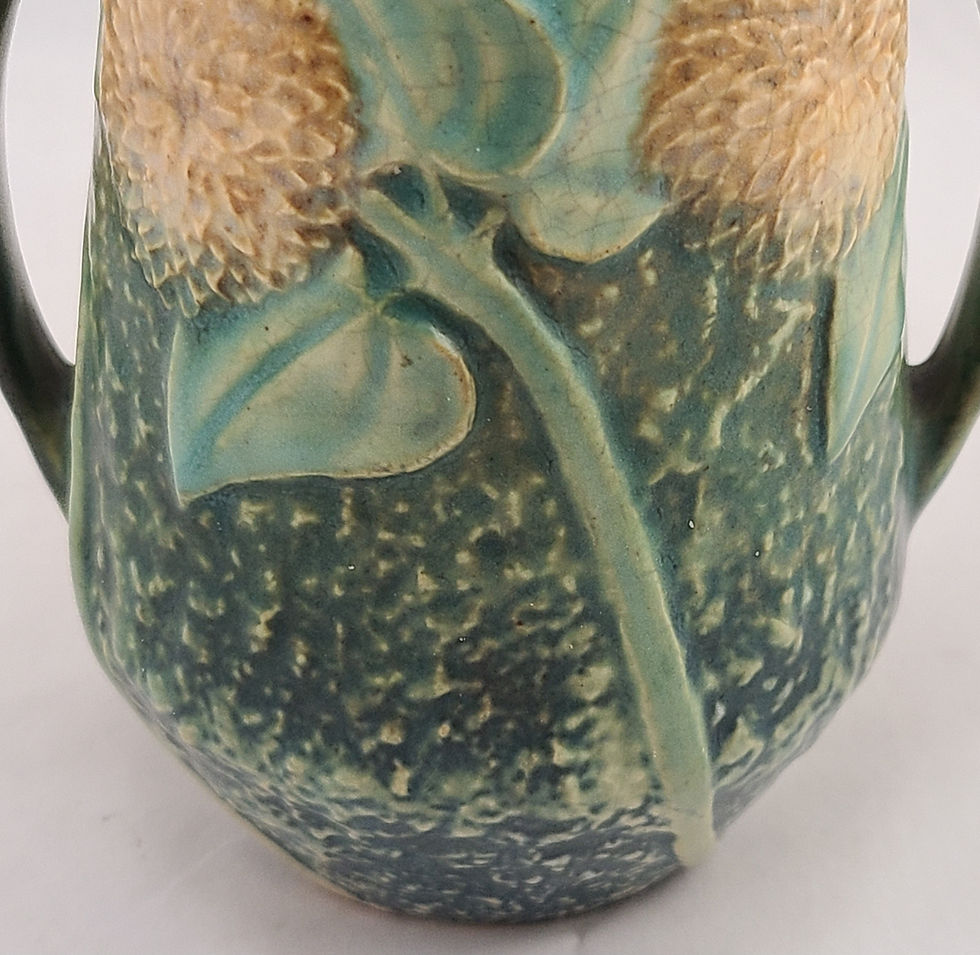 Thumbnail: Roseville Sunflower Vase Rich Crisp Mold & Fabulous Color Original Condition