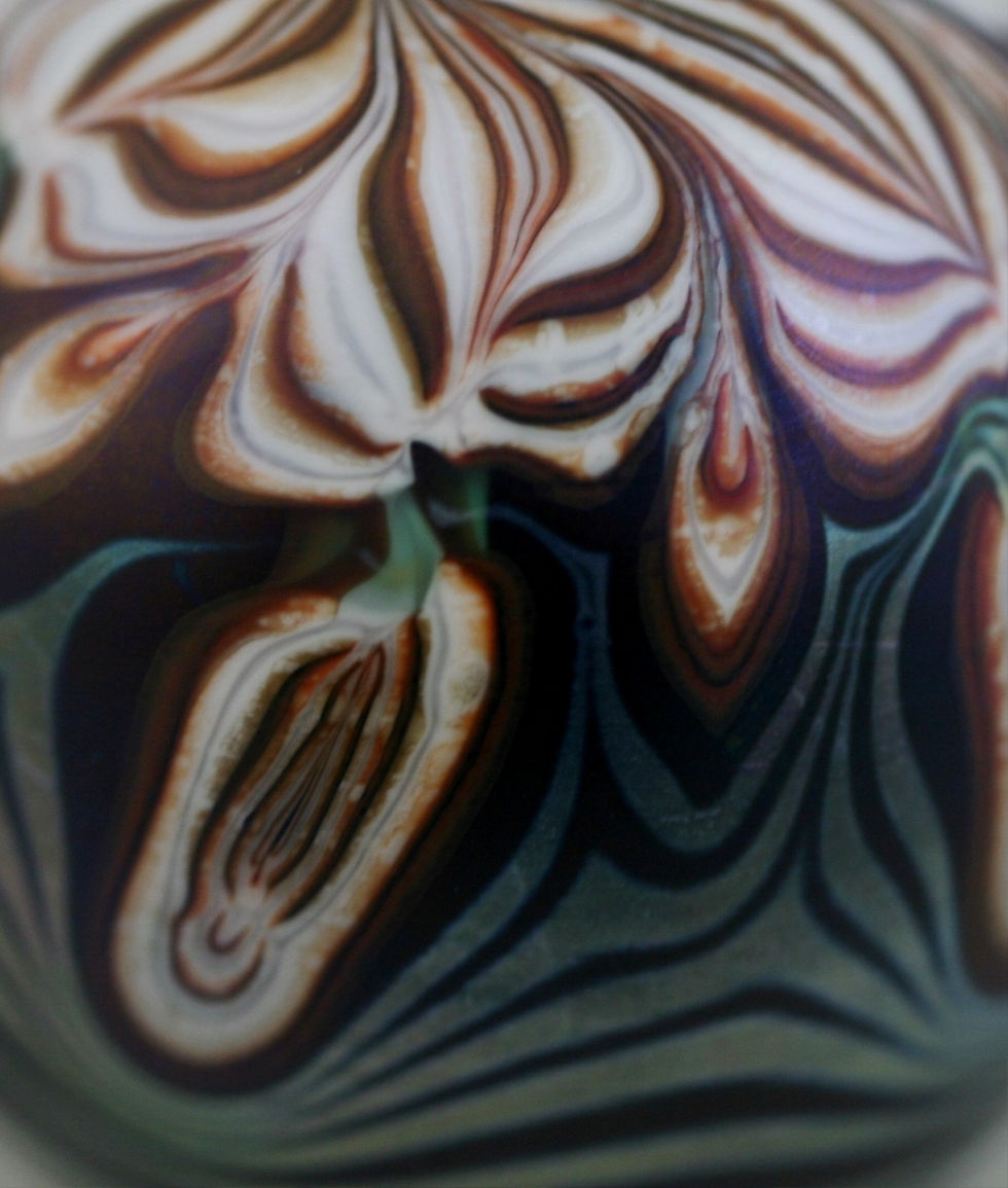 Thumbnail: Vandermark Glass Paperweight With Swirling Blossom & Buds Design d1984 Mint