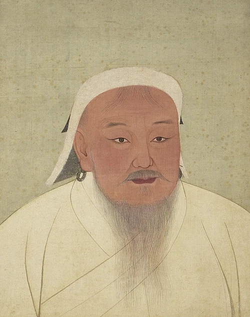 A reproduction of the 1278 portrait of Genghis Khan taken from a Yuan-era album