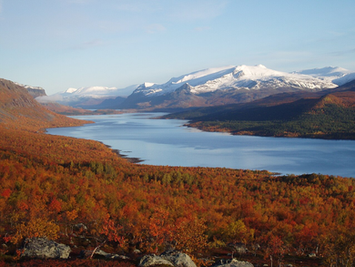 View of Stora Sjöfallet from Saltoluokta, Jokkmokk Municipality, Sweden
