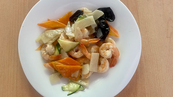 33 gamberetti con verdure miste