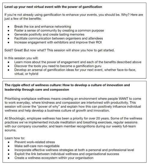 Speaker session descriptions