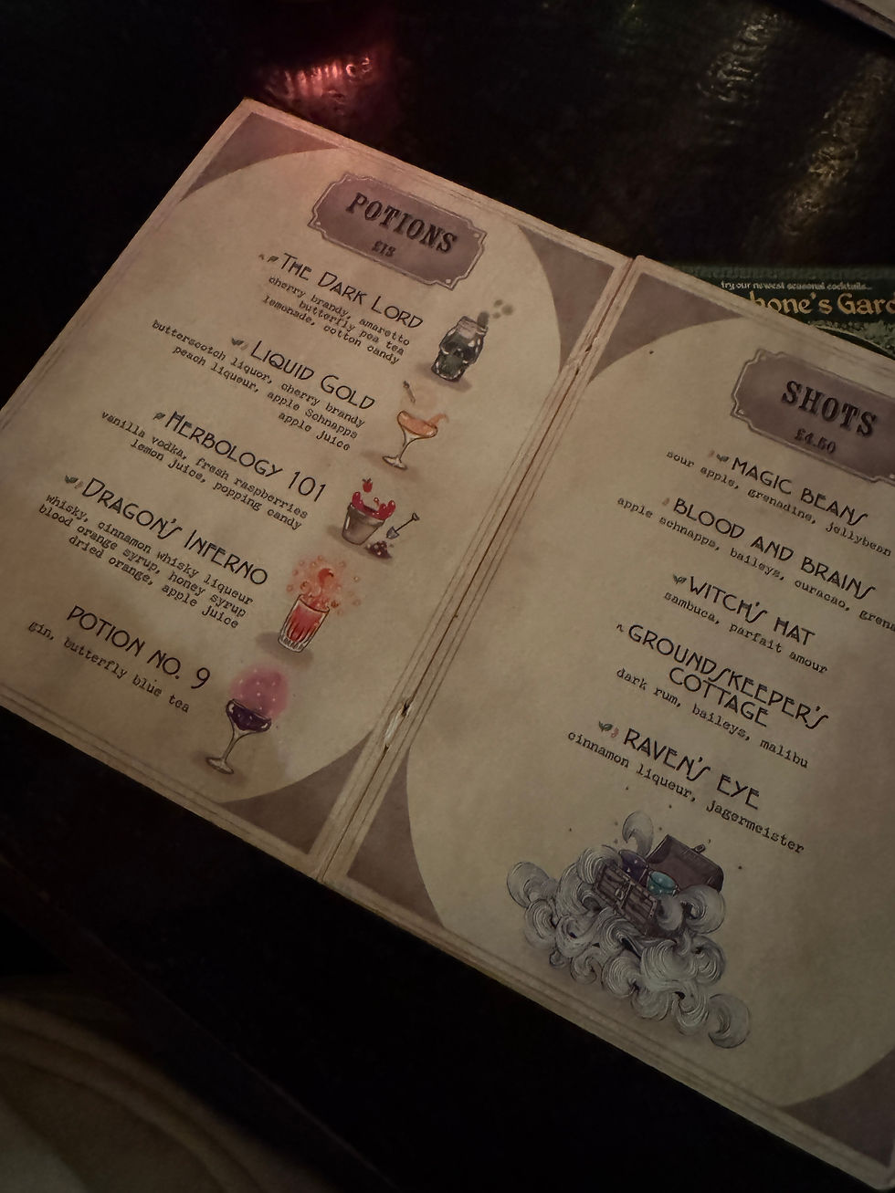 Department of Magic in Edinburgh drink menu.