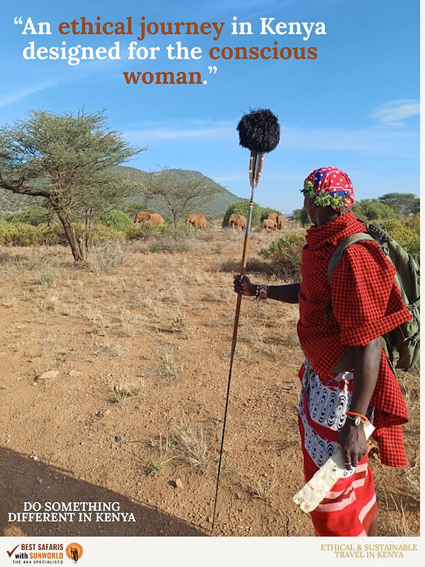Samburu Warrior on a bushwalk with elephants