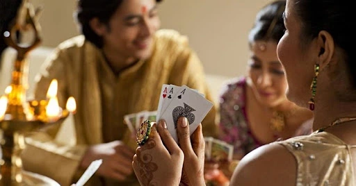 Playing cards at Diwali is a very popular trend. 