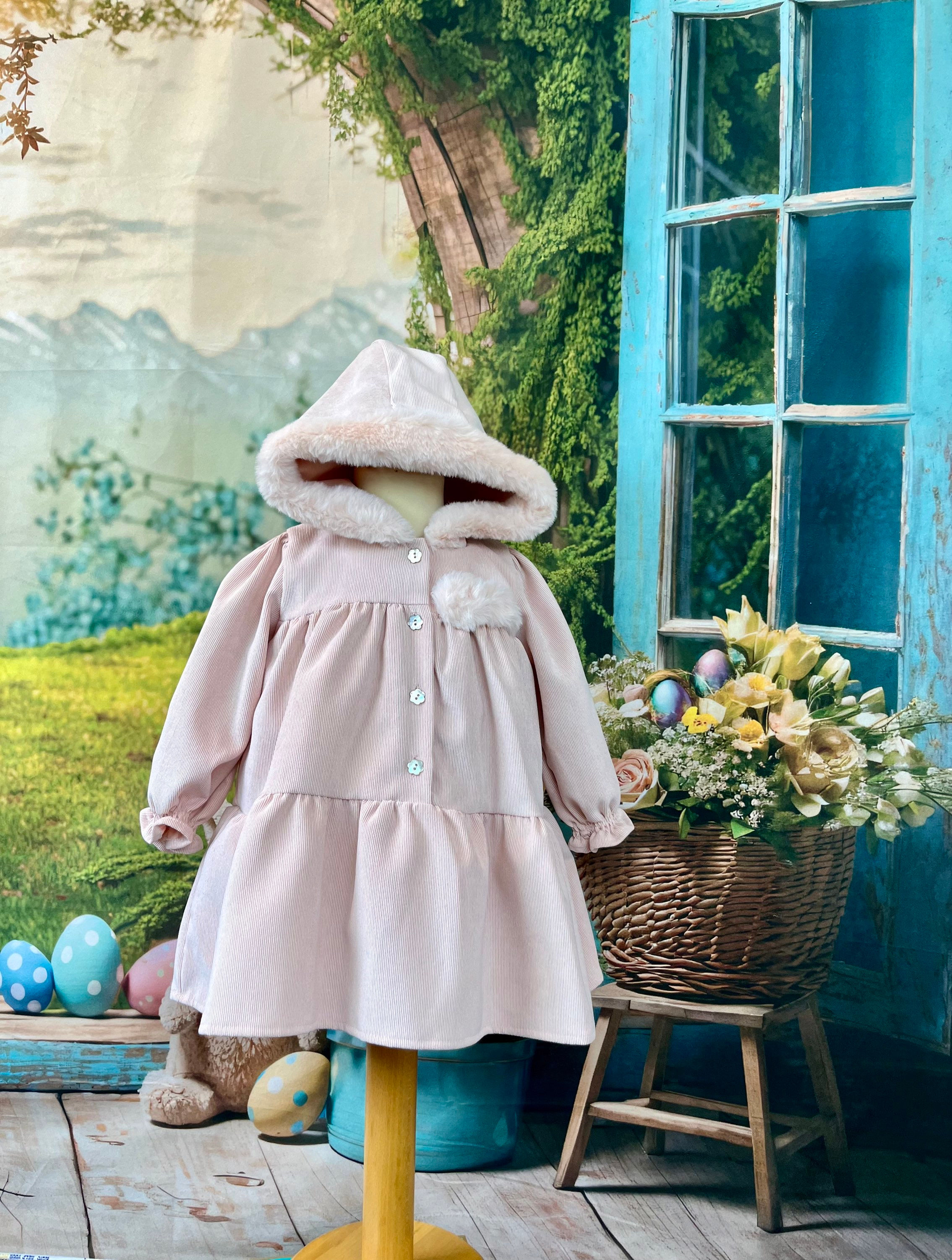 Hooded Peach Coat Dress