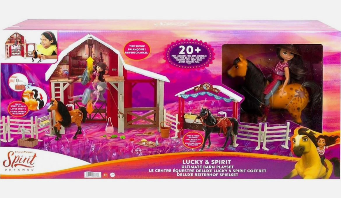 Spirit Untamed Ultimate Barn 20 Pce Playset Lucky Doll (7-in) and Spirit Horse