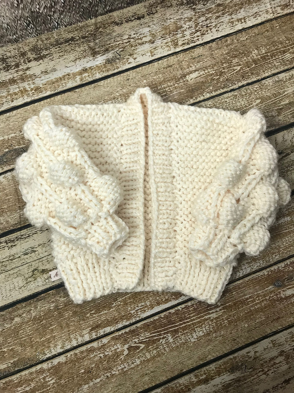 Thumbnail: Hand knitted Aran Chunky Bubble Bolero