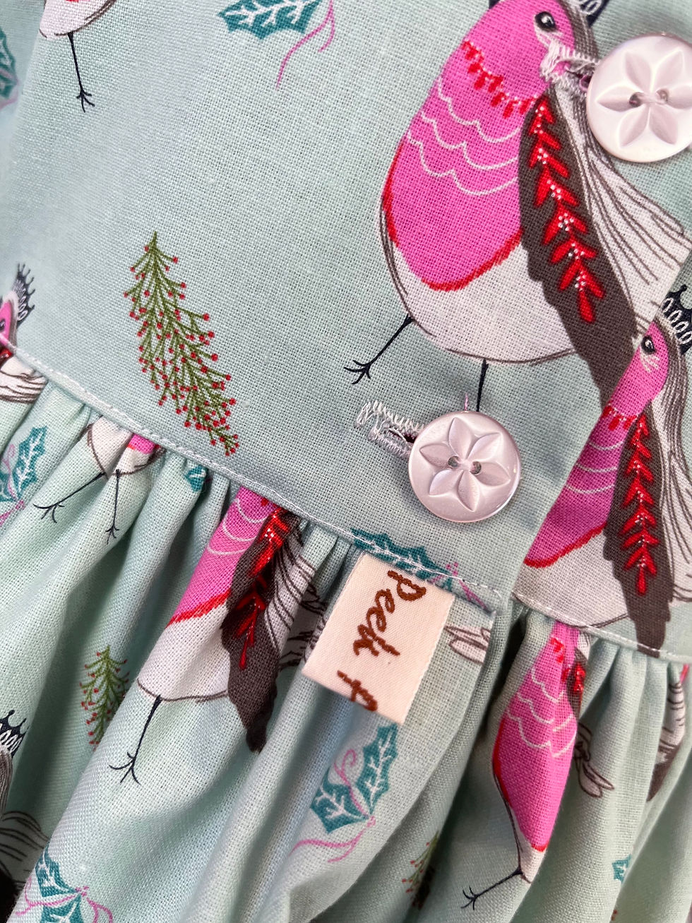 Thumbnail: Christmas Robin Lorne Dress Handmade Peek A Boo Collection 