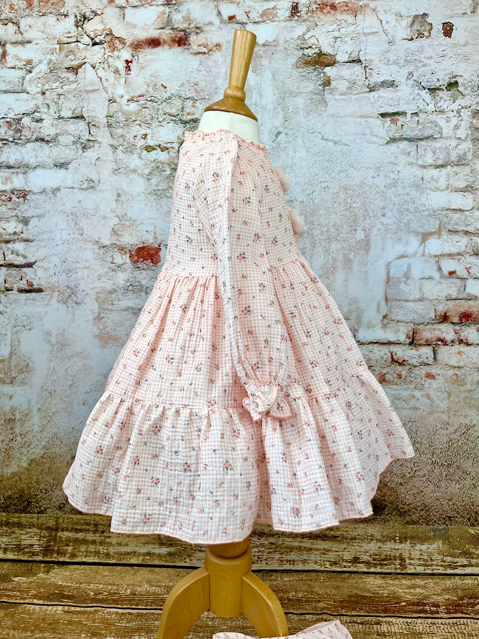 Thumbnail: Deolinda Peach Ditsy Print Dress & Pants