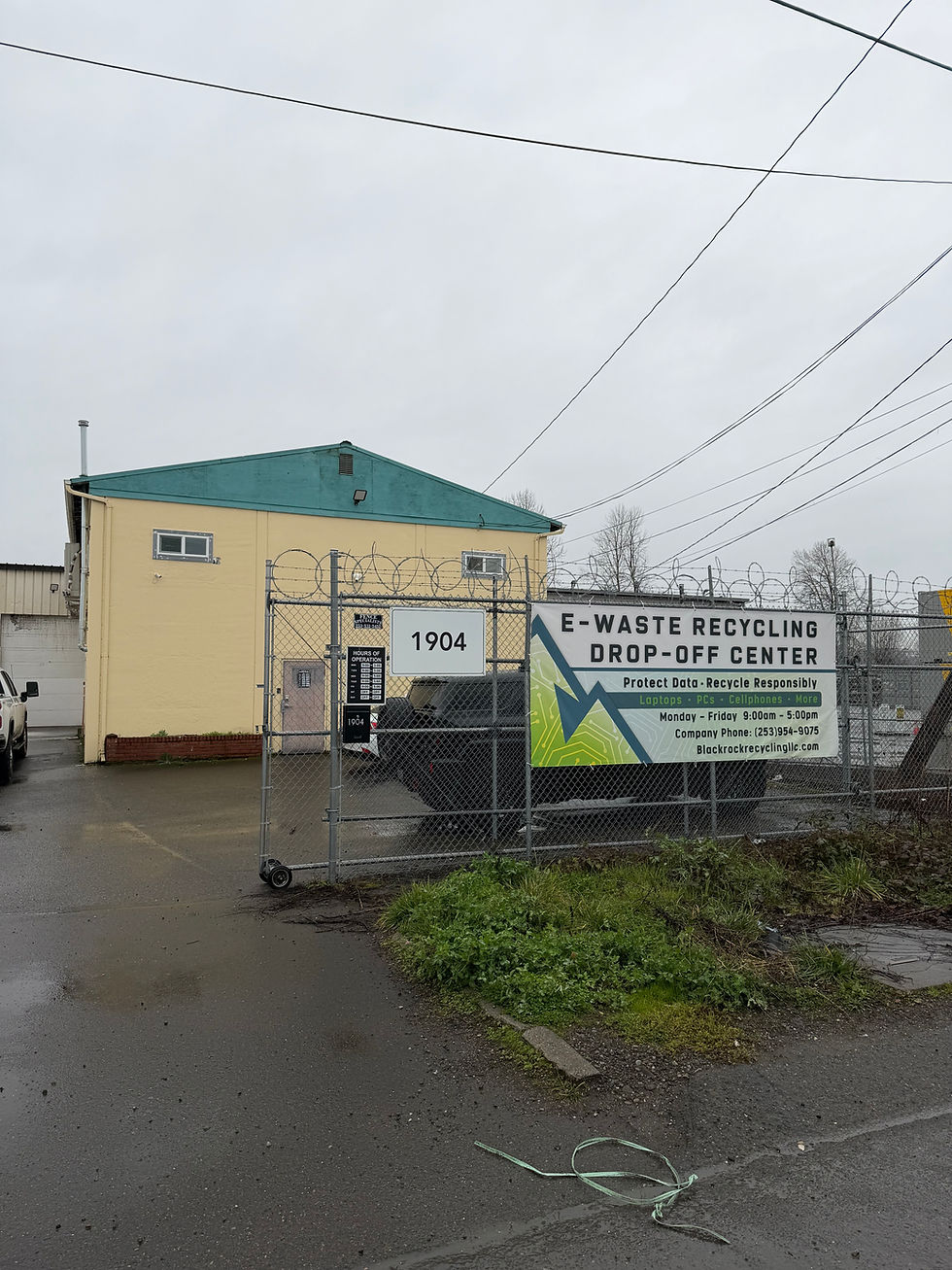 Eye-level view of Black Rock Recycling LLC building exterior in Tacoma