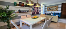 Striped wall and artwork